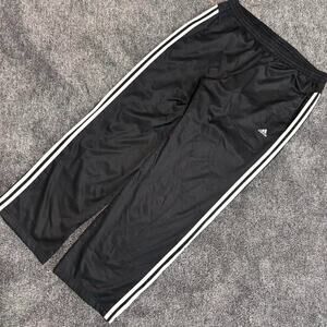 Vintage 2000s Y2K Adidas Track Pants Men's XL Black Baggy Wide Leg Open Hem